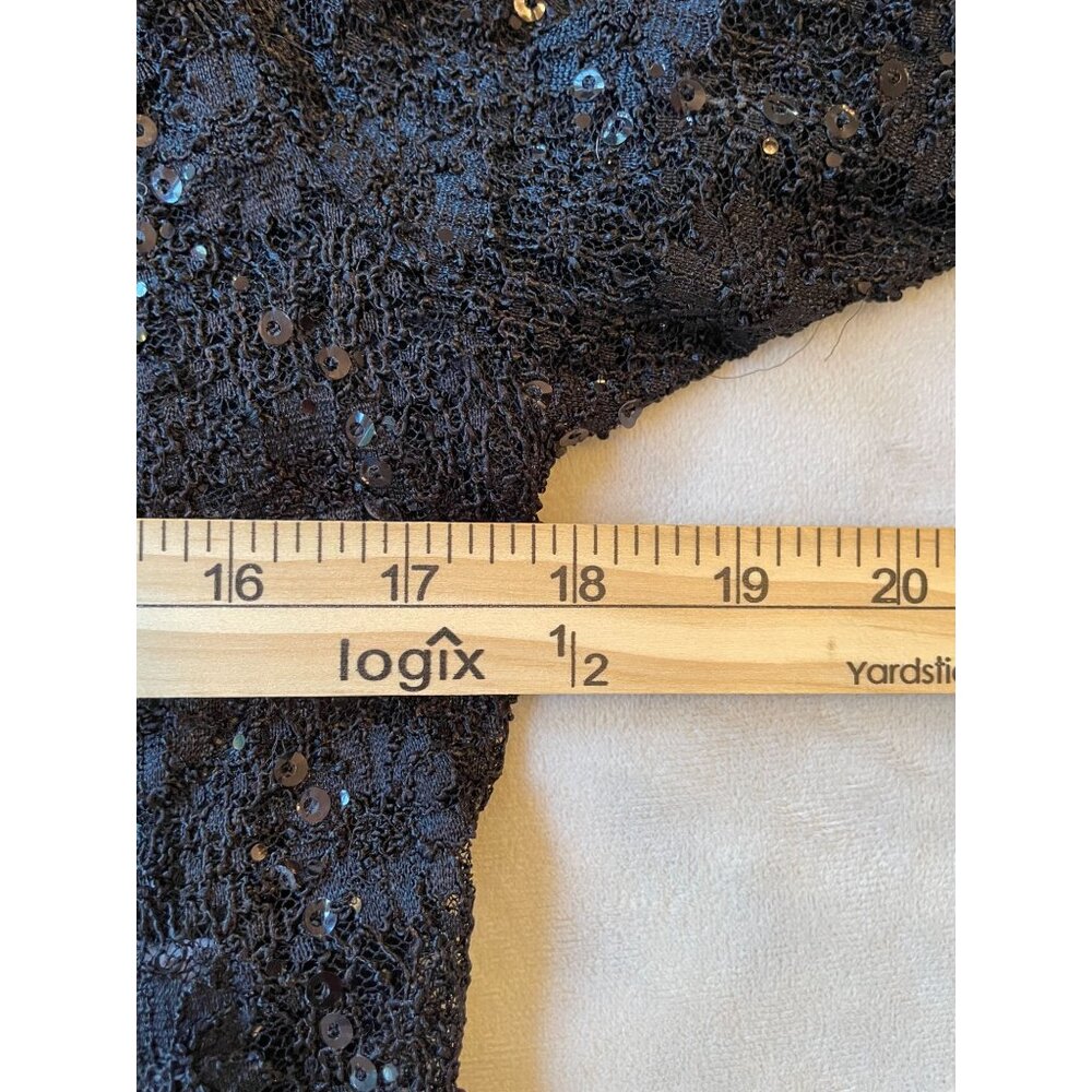 Vintage Black Lace Long Sleeve Top With Sequins - Size L Whimsygoth Cutegoth Y2K - Picture 3 of 10